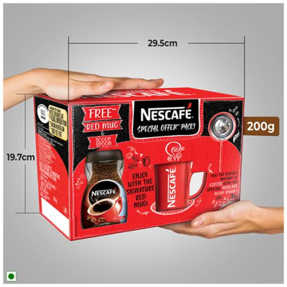 Nescafe  Classic 100percent Pure Instant Coffee - Special Offer Pack, 200 g (With Free Red Mug & Scoop Spoon)-6.webp